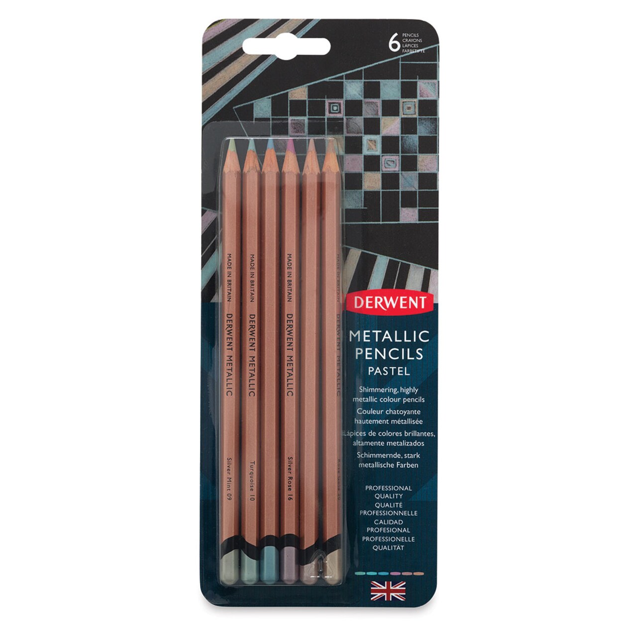 Derwent Professional Metallic Colored Pencils- Pastel Colors, Set of 6